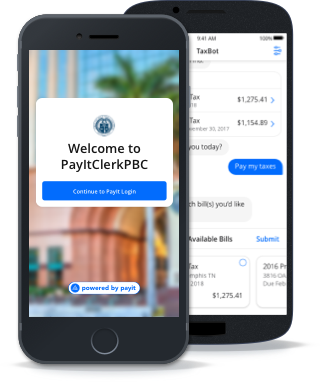 PayItClerkPBC shown on two mobile screens