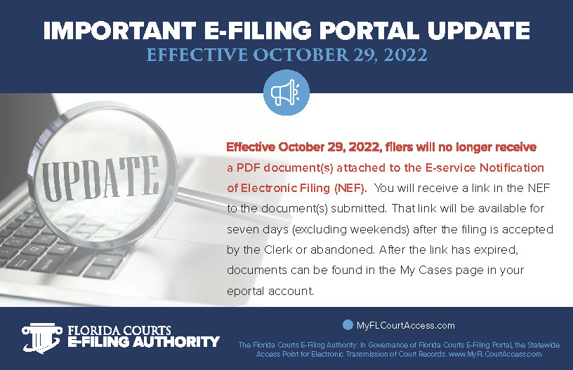 E-Filing Authority Portal Update Effective 10-29-22