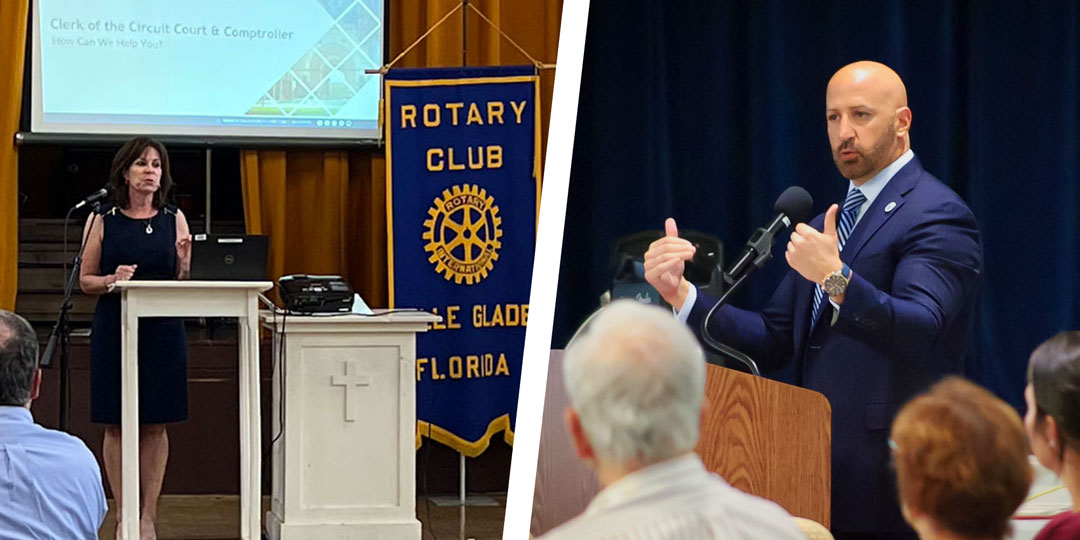 Clerk Abruzzo speaking in a collage.