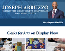 Thumbnail of the May 2024 Clerk Report, with a blue header saying Joseph Abruzzo.