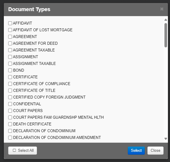 doc type list